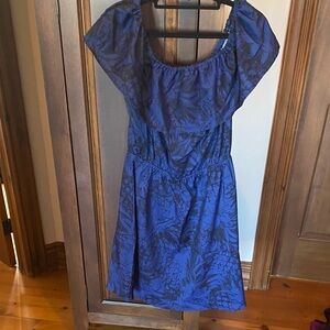 Point Zero Navy Leaf Print Mini Dress